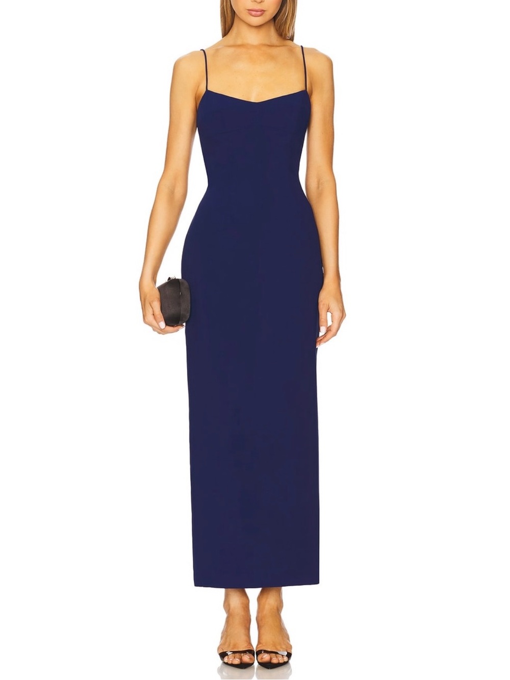 Amanda Uprichard Navy Spaghetti-Strap Maxi Dress